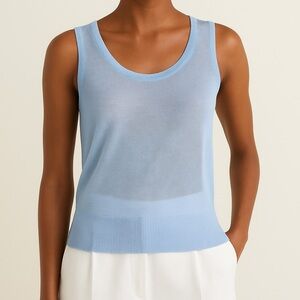 Hemisphere merino wool light knit tank blue